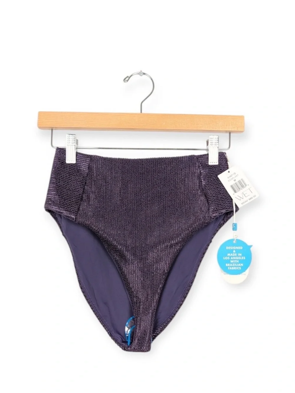 WET Swimwear Bikini Bottom M Eggplant Purple High Waist Swim Bottom NWT